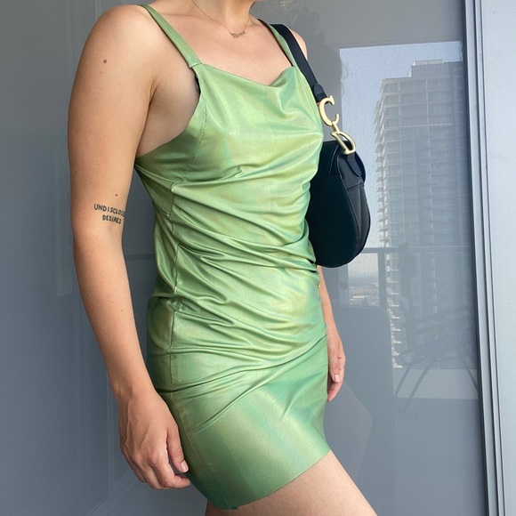 Metalic Green Mini Dress - Picture 8 of 10